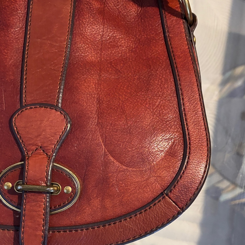 Fossil Vintage Brown Leather Crossbody Saddle Bag - Picture 13 of 14